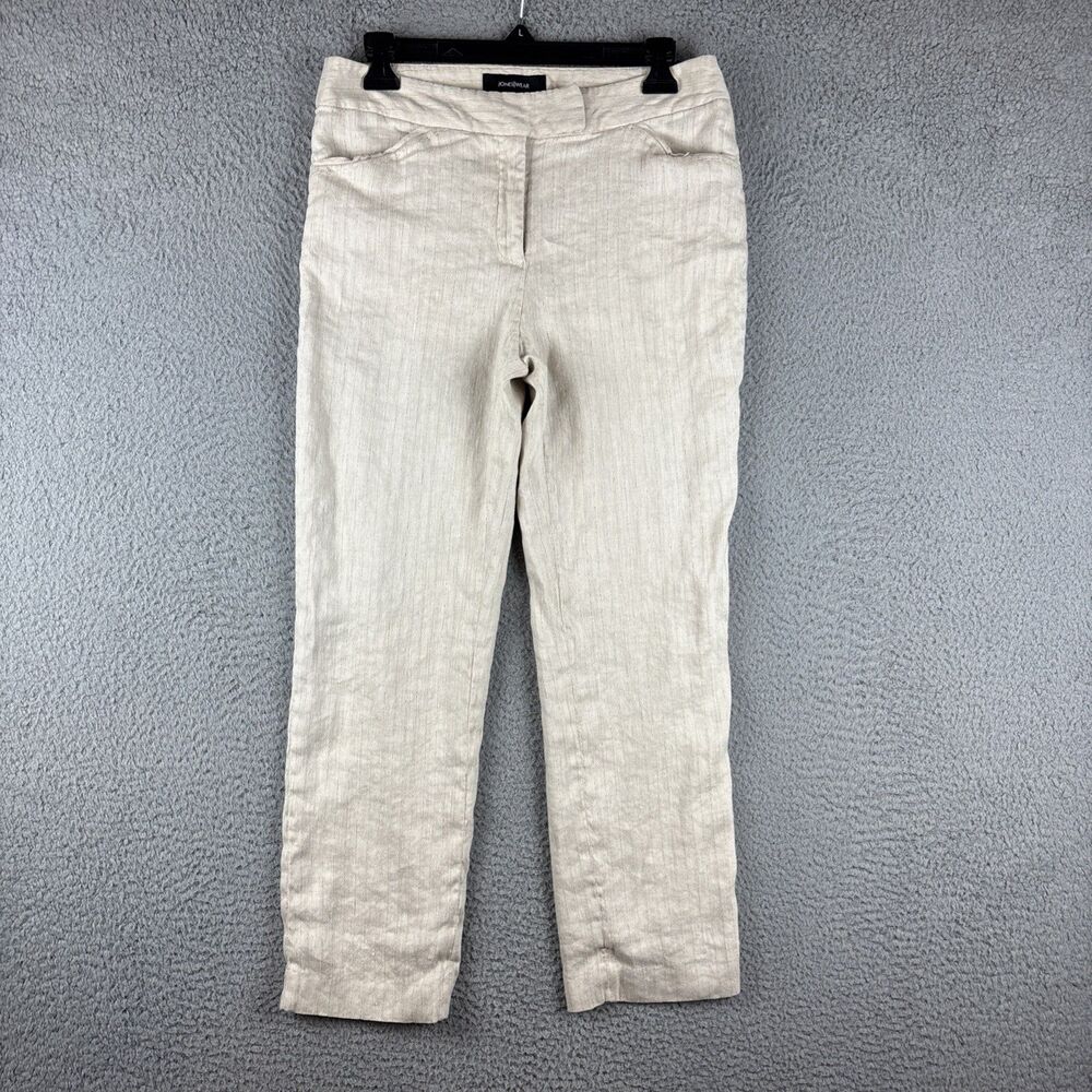 Jones Wear Pants Women’s Size 6 Linen Blend Tan Gold Striped